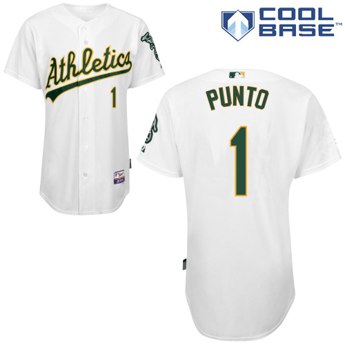 Nick Punto #1 MLB Jersey-Oakland Athletics Men's Authentic Home White Cool Base Baseball Jersey